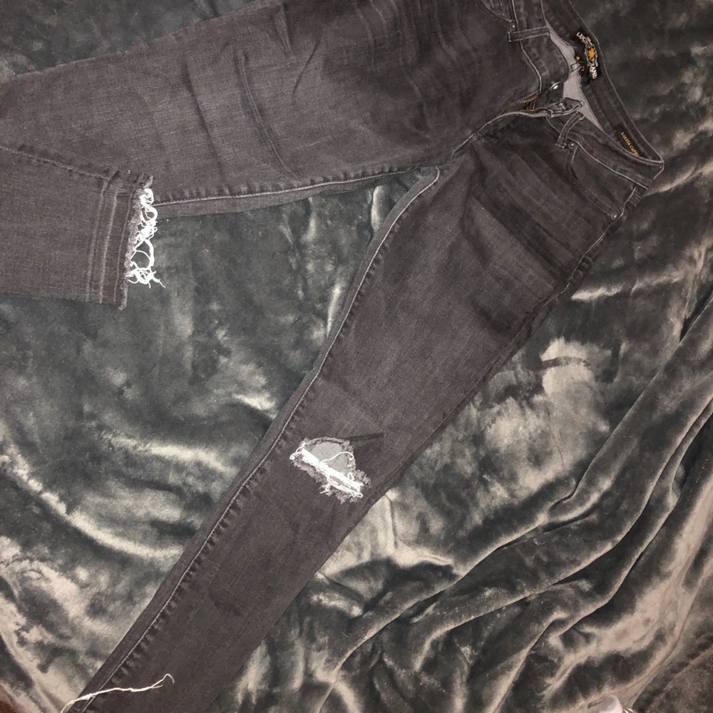 lucky brand black jeans with frayed bottom